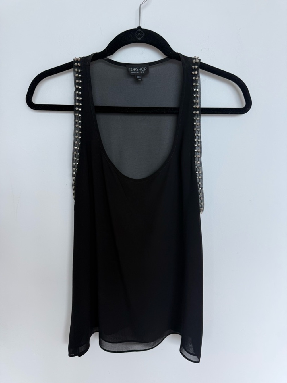 TOPSHOP Black Studded Tank Top size 6